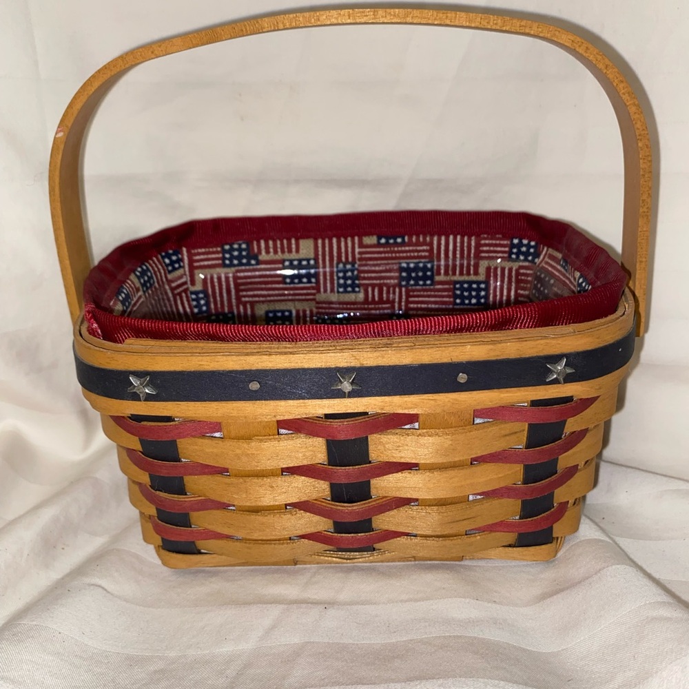 Longaberger Handcrafted Woven Basket with American Flag Lining